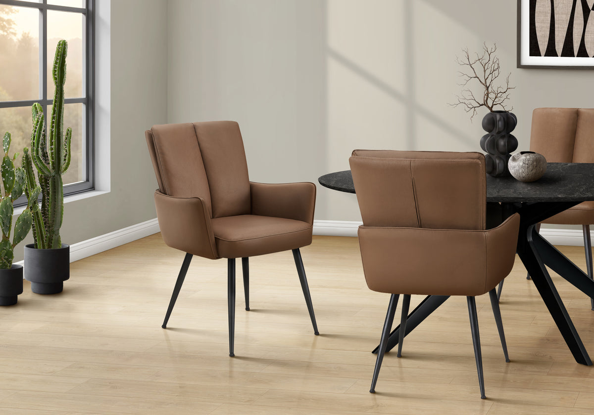 Dorian Light Brown Leather-Look Dining Chair (Set of 2) | Ortholuxe Home