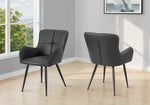 Emory Black Leather-Look & Black Metal Dining Chair (Set of 2) | Ortholuxe Home