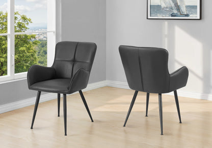 Emory Black Leather-Look & Black Metal Dining Chair (Set of 2) | Ortholuxe Home