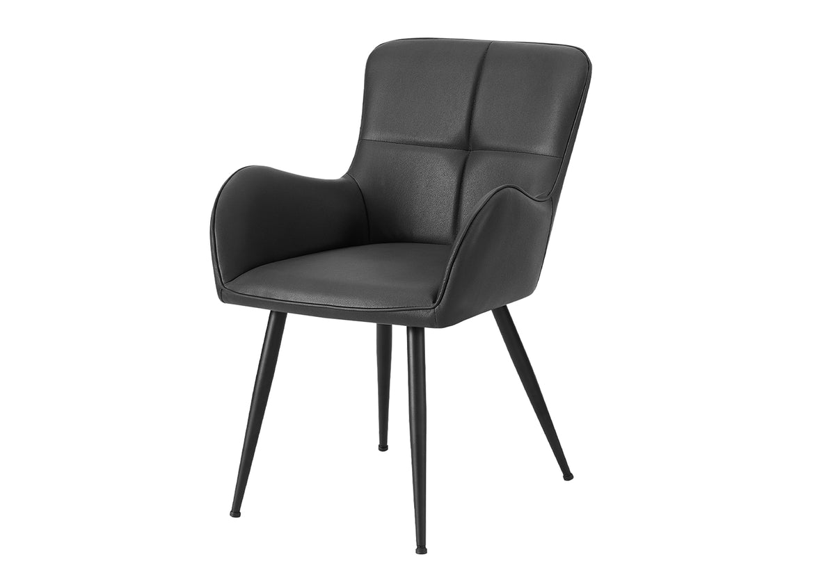 Emory Black Leather-Look & Black Metal Dining Chair (Set of 2) | Ortholuxe Home - Photo 2