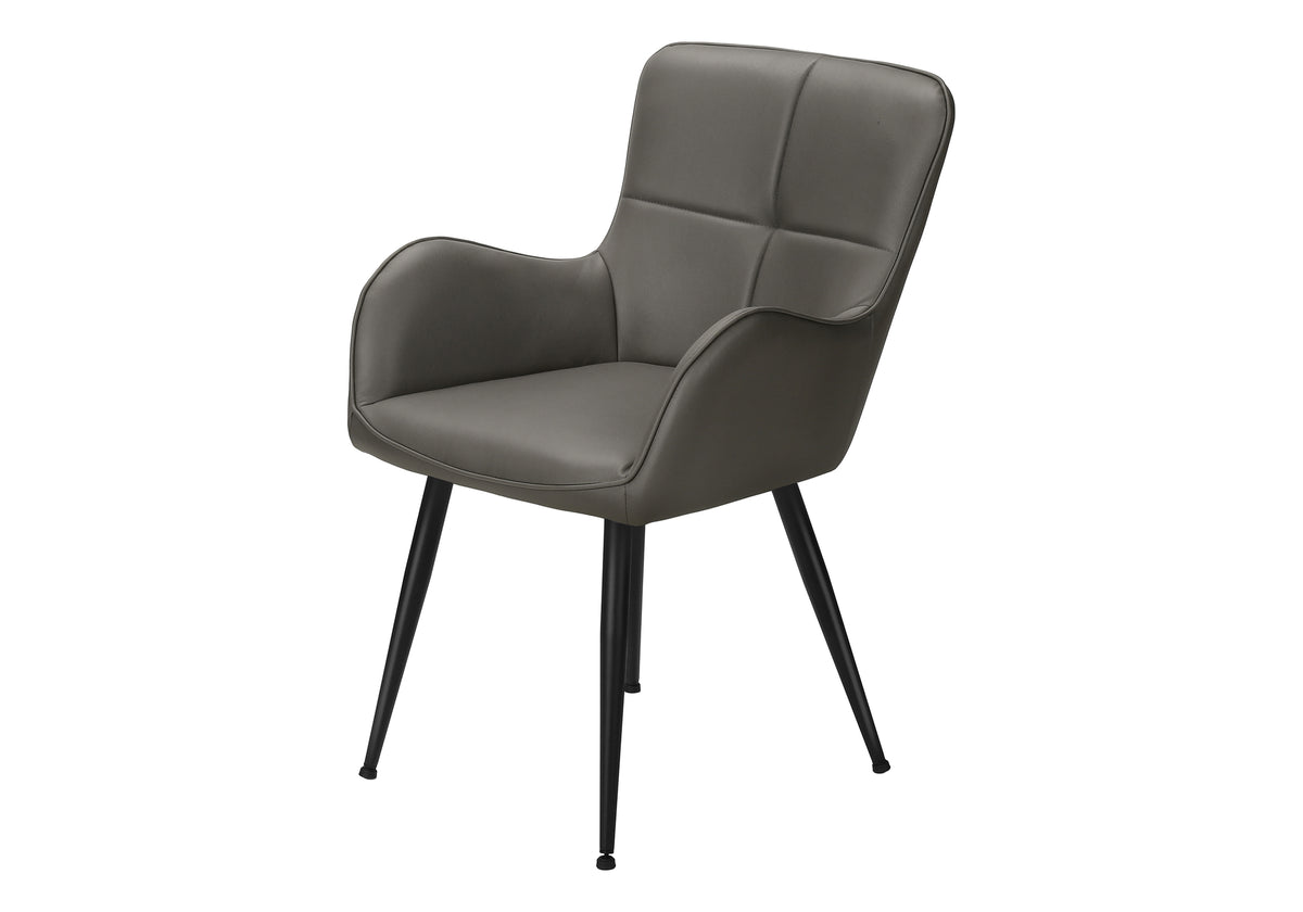 Emory Grey Leather-Look & Black Metal Dining Chair (Set of 2) | Ortholuxe Home - Photo 2