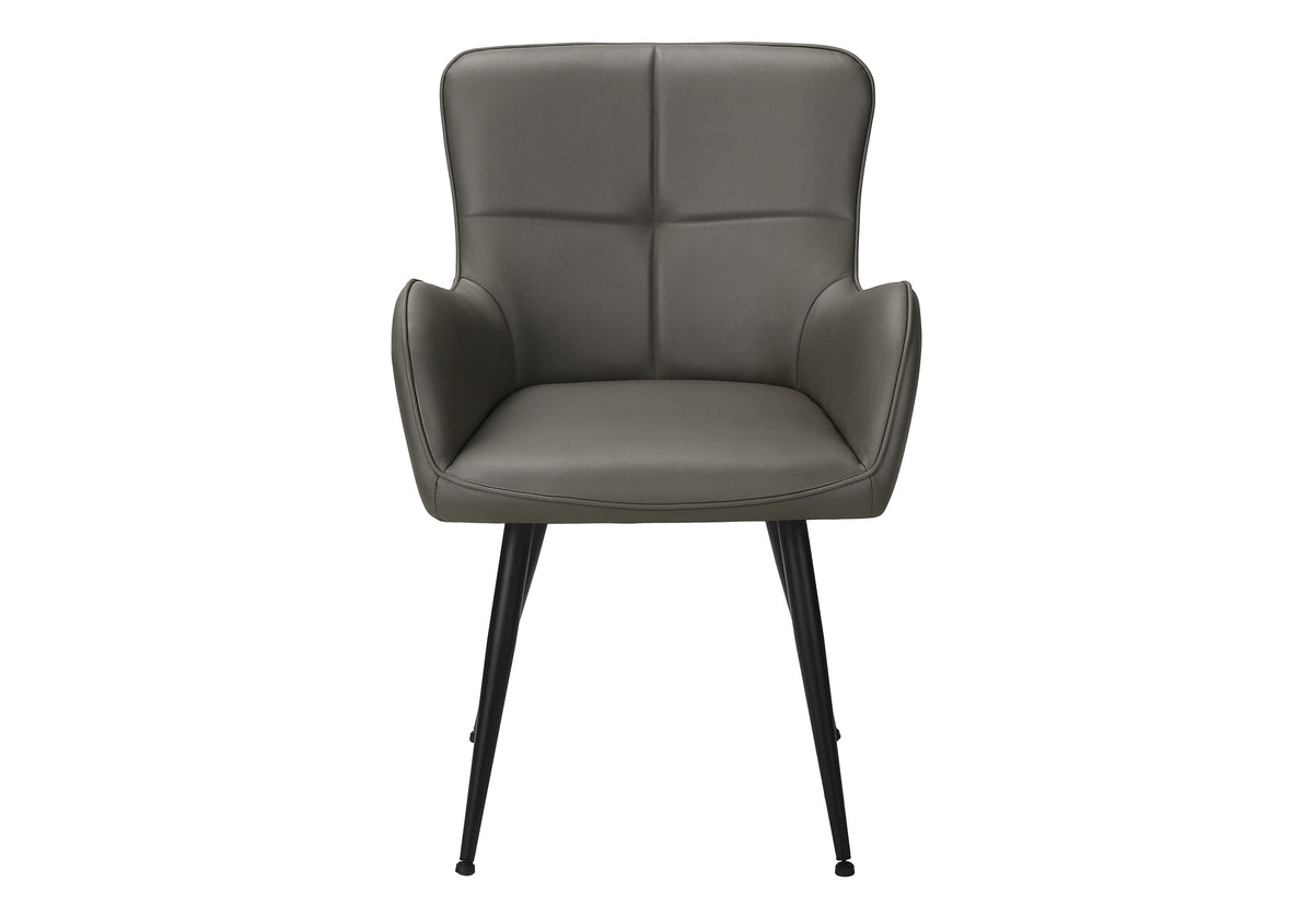 Emory Grey Leather-Look & Black Metal Dining Chair (Set of 2) | Ortholuxe Home - Photo 3