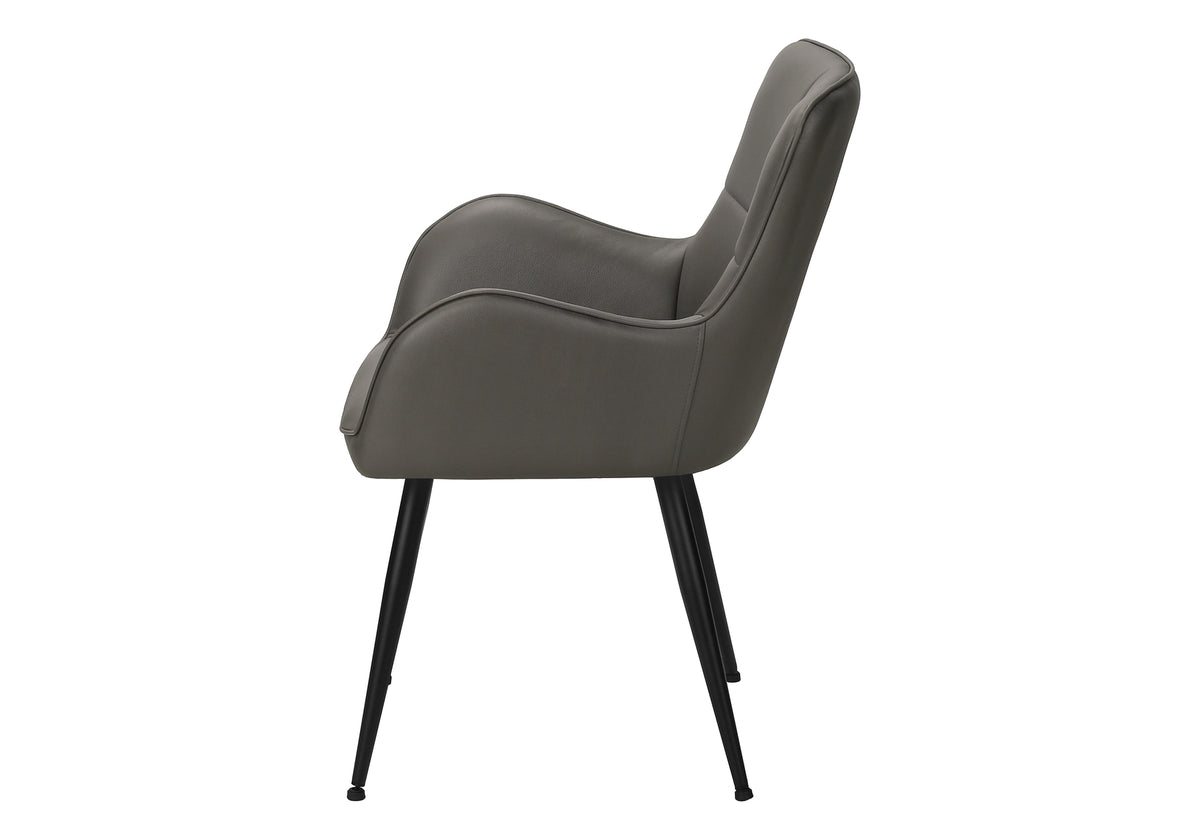 Emory Grey Leather-Look & Black Metal Dining Chair (Set of 2) | Ortholuxe Home - Photo 4