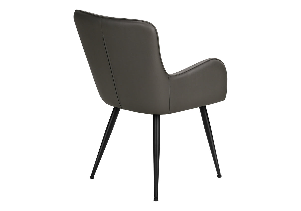 Emory Grey Leather-Look & Black Metal Dining Chair (Set of 2) | Ortholuxe Home - Photo 6