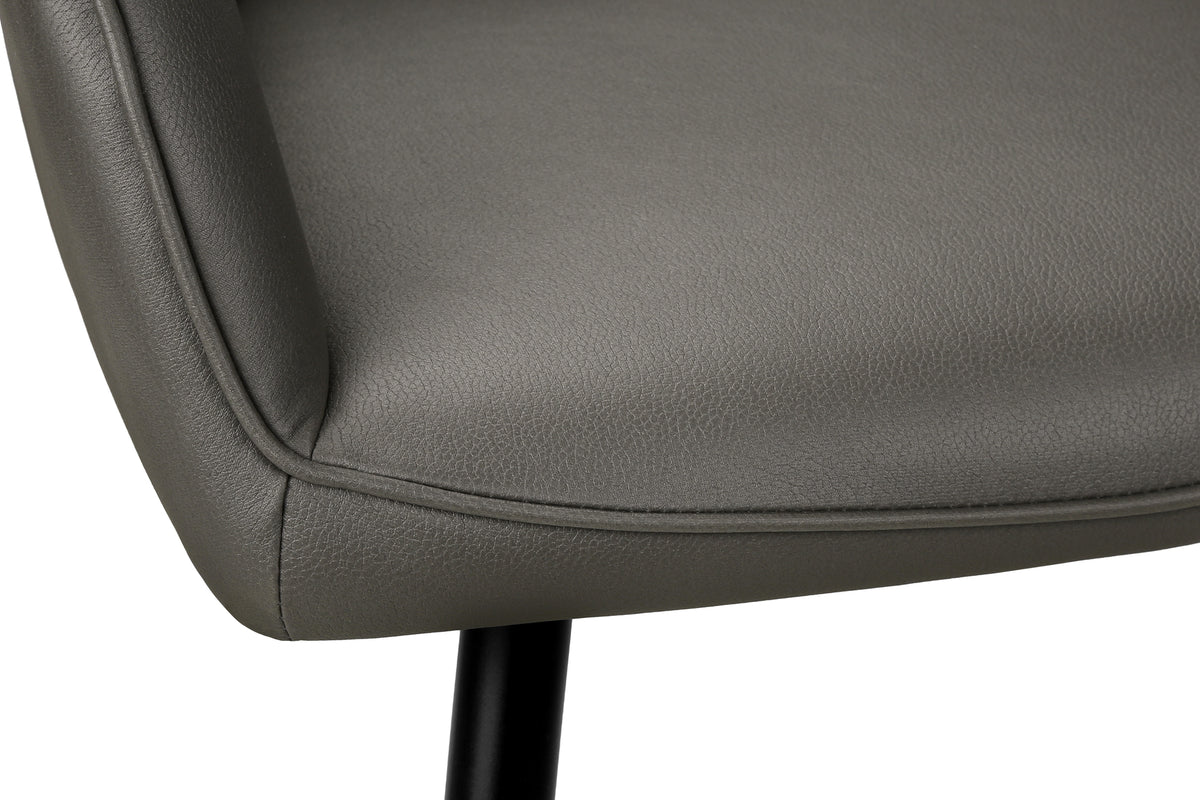 Emory Grey Leather-Look & Black Metal Dining Chair (Set of 2) | Ortholuxe Home - Photo 9