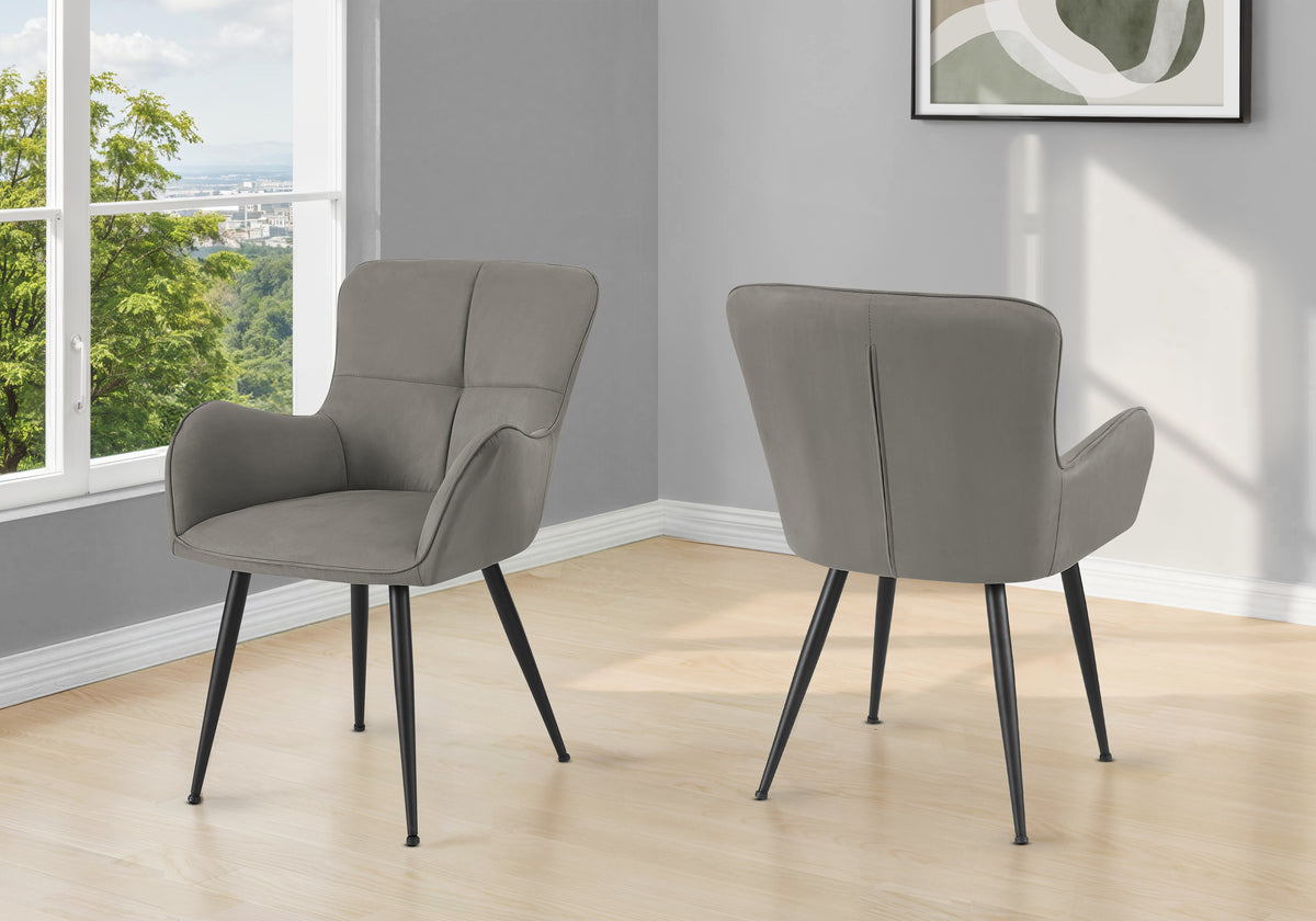 Emory Grey Suede & Black Metal Dining Chair (Set of 2) | Ortholuxe Home