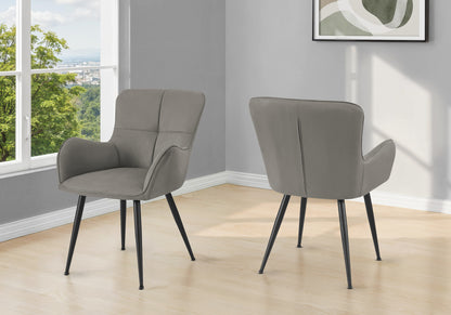 Emory Grey Suede & Black Metal Dining Chair (Set of 2) | Ortholuxe Home