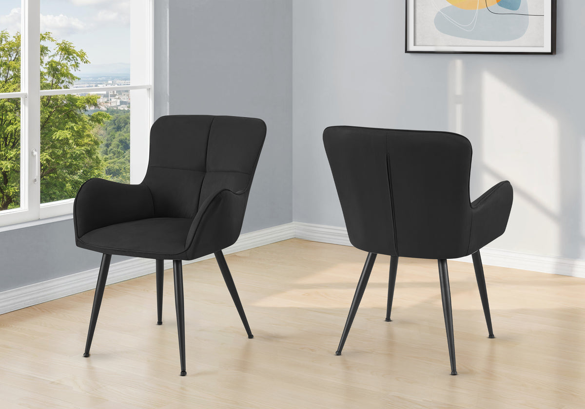 Fairmont Black Suede & Black Metal Dining Chair (Set of 2) | Ortholuxe Home