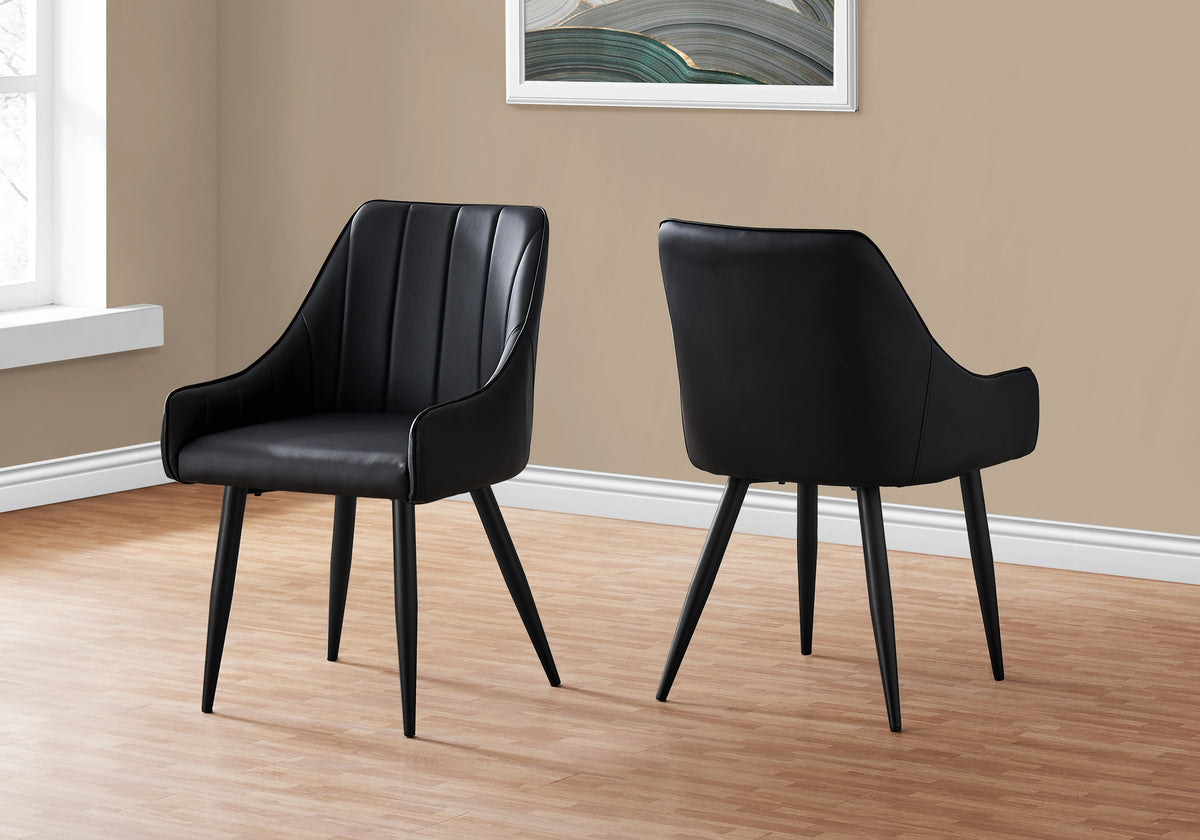 Garnet Black Leather-Look Dining Chair (Set of 2) | Ortholuxe Home