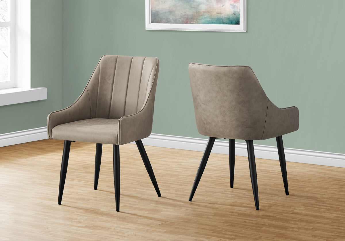 Garnet Taupe Fabric & Black Metal Dining Chair (Set of 2) | Ortholuxe Home