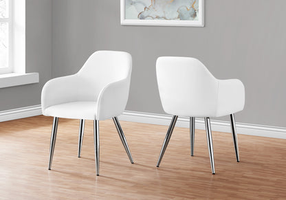 Hollis White Leather-Look & Chrome Dining Chair (Set of 2) | Ortholuxe Home