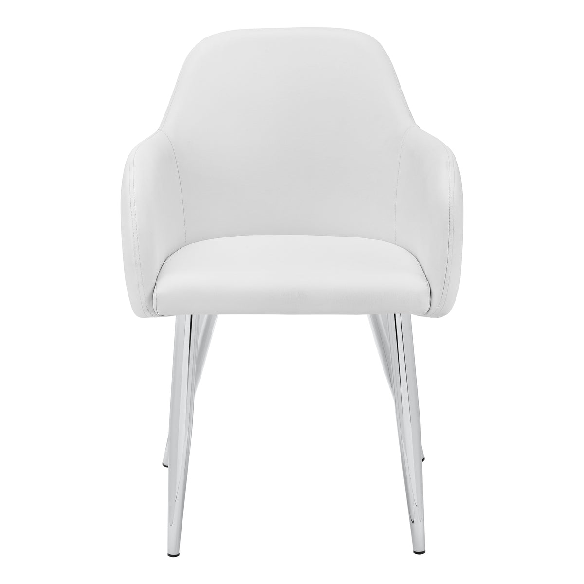 Hollis White Leather-Look & Chrome Dining Chair (Set of 2) | Ortholuxe Home - Photo 3