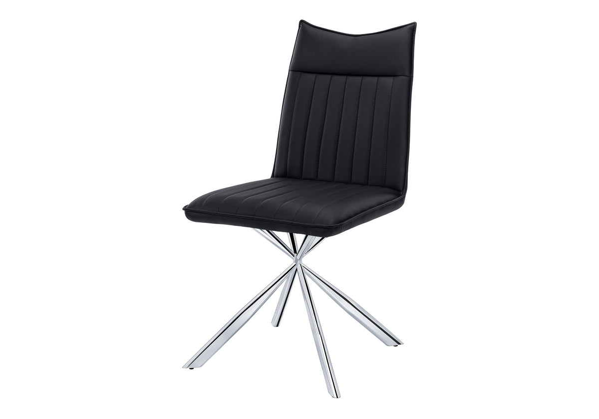 Jade Black Leather-Look & Chrome Dining Chair (Set of 2) | Ortholuxe Home - Photo 2
