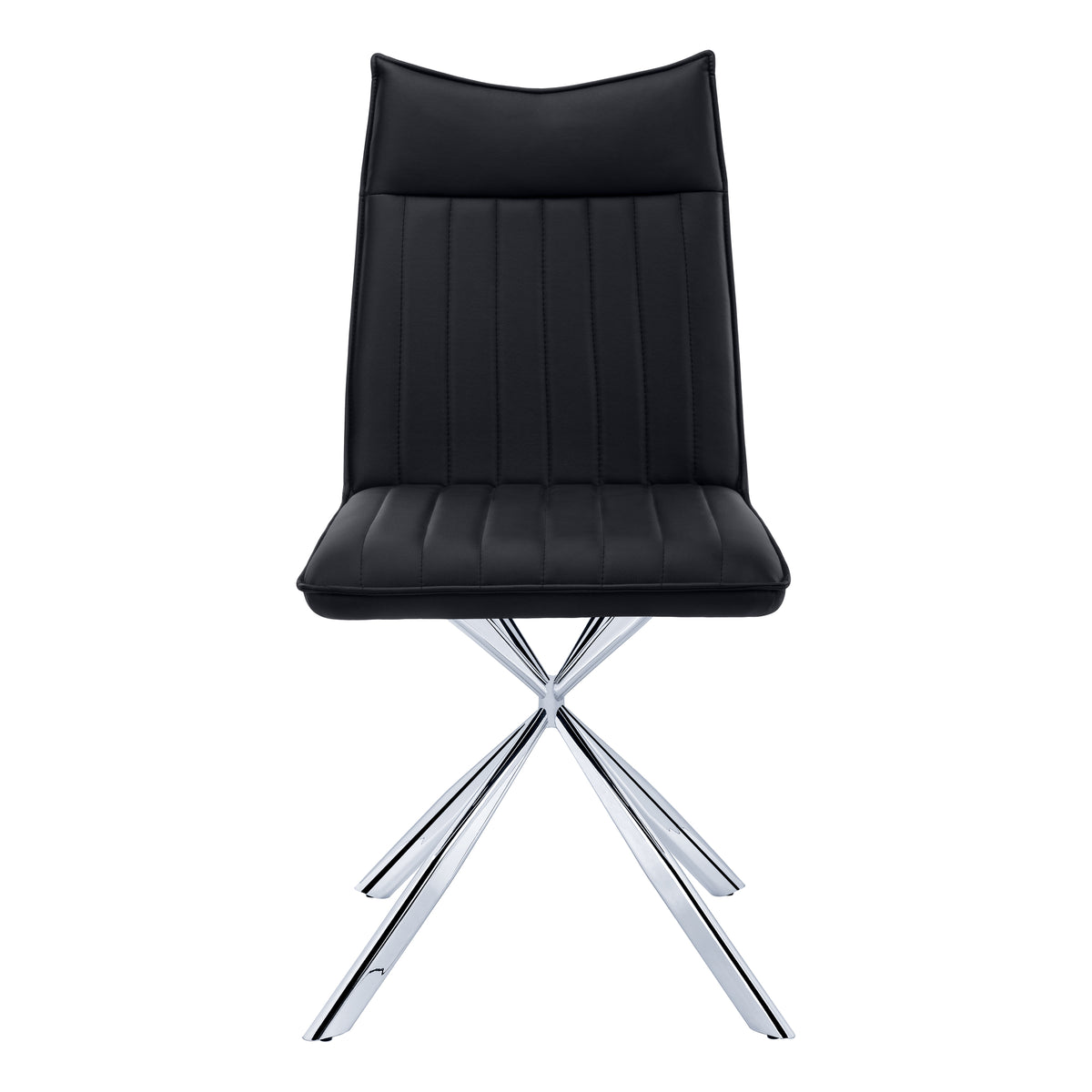 Jade Black Leather-Look & Chrome Dining Chair (Set of 2) | Ortholuxe Home - Photo 3