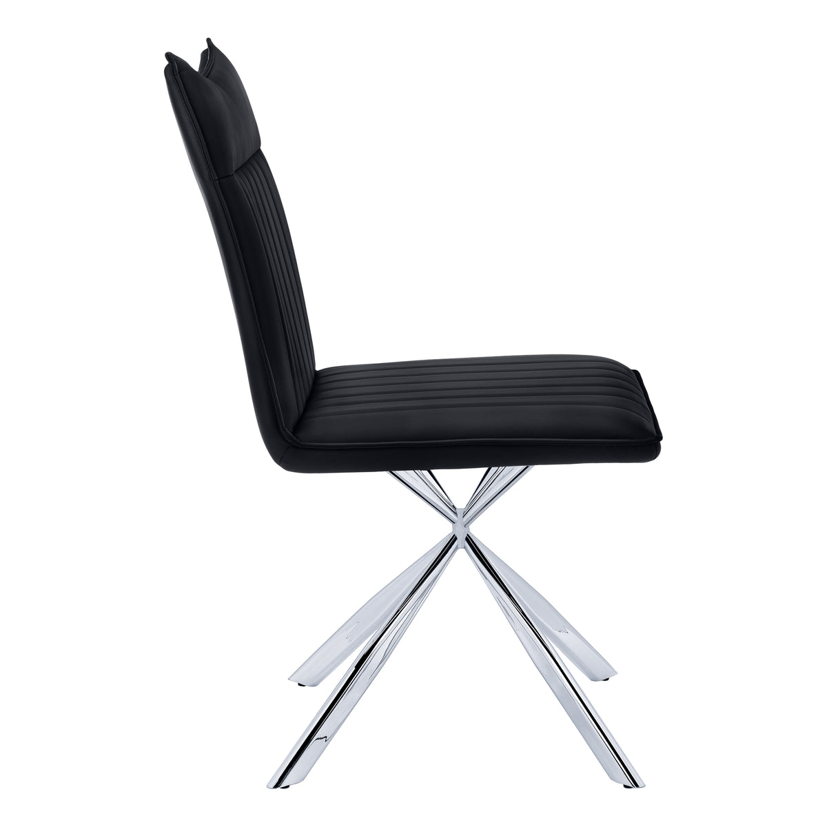 Jade Black Leather-Look & Chrome Dining Chair (Set of 2) | Ortholuxe Home - Photo 5