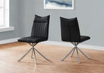 Jade Black Leather-Look & Chrome Dining Chair (Set of 2) | Ortholuxe Home