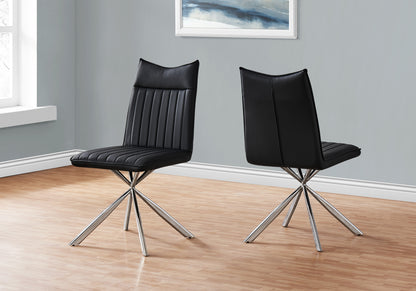 Jade Black Leather-Look & Chrome Dining Chair (Set of 2) | Ortholuxe Home