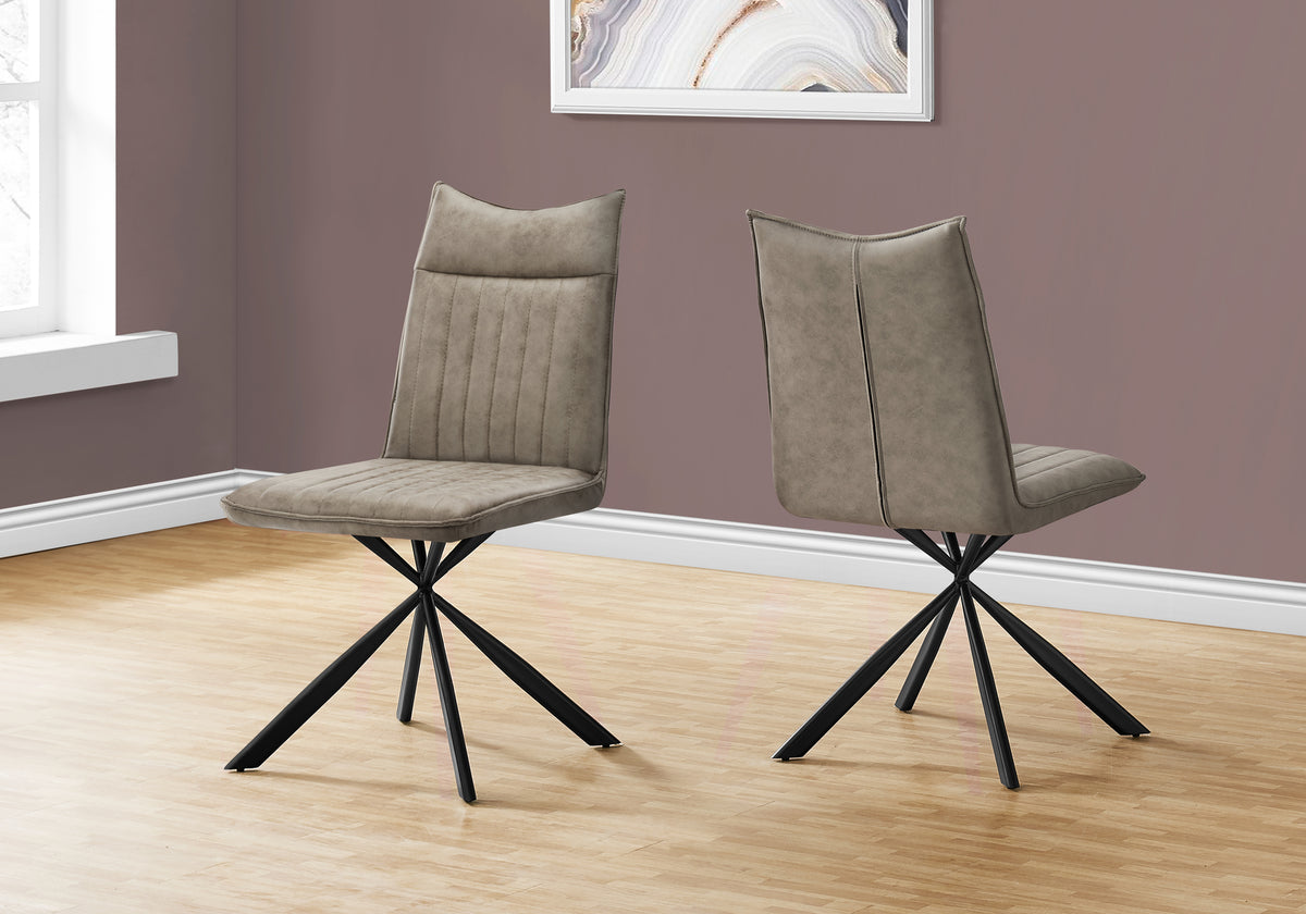Jade Taupe Fabric & Black Metal Dining Chair (Set of 2) | Ortholuxe Home