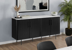 Keaton White Faux Marble Dining Buffet | Ortholuxe Home