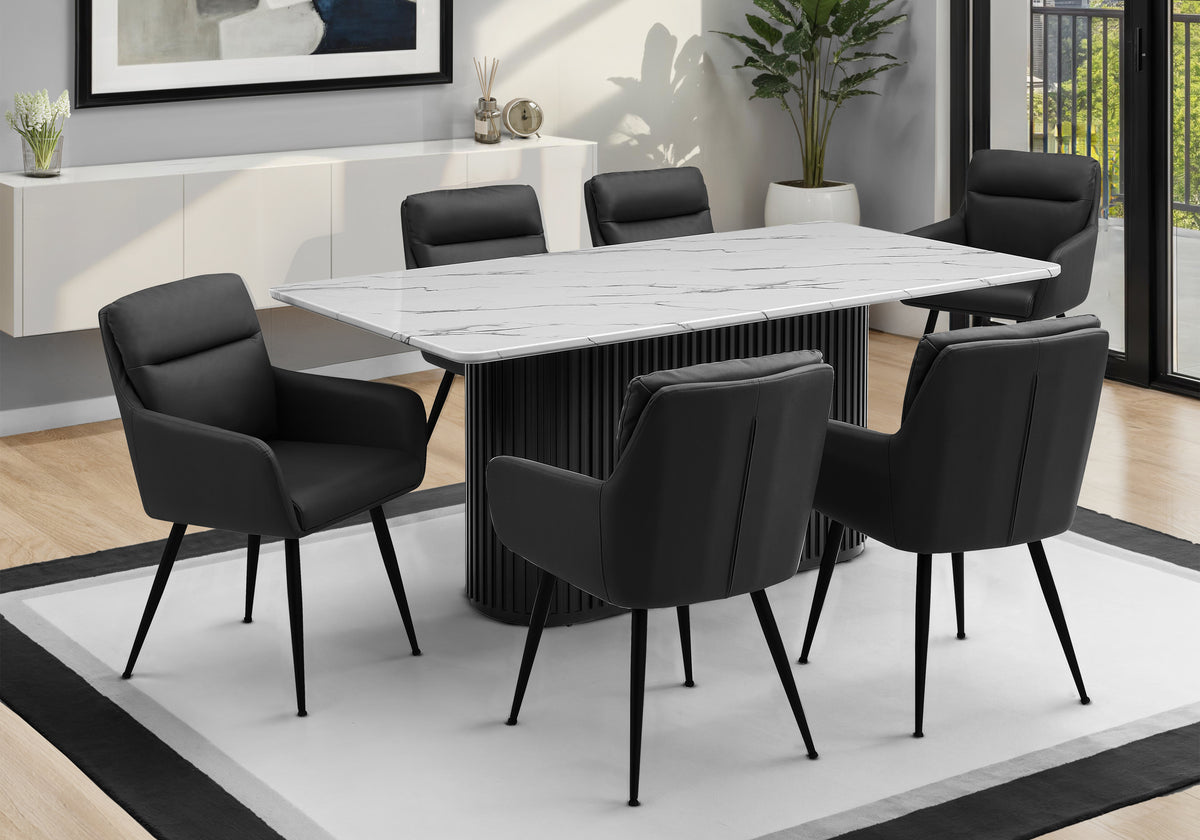 Keaton White Faux Marble Dining Table | Ortholuxe Home