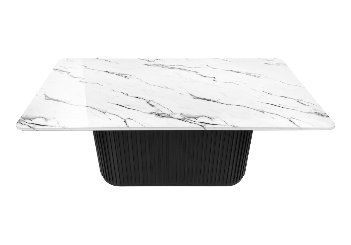 Keaton White Faux Marble Dining Table | Ortholuxe Home - Photo 6