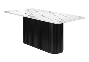 Keaton White Faux Marble Dining Table | Ortholuxe Home - Photo 2