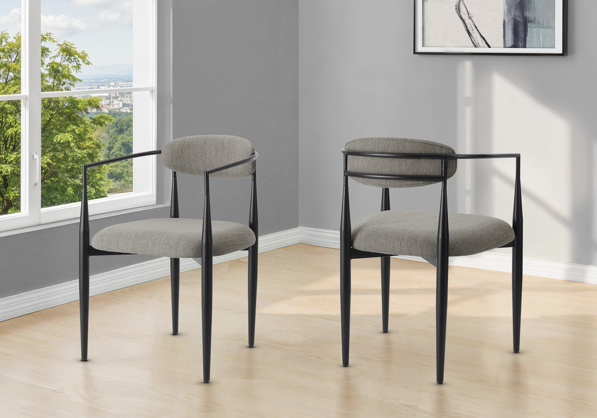 Keaton Grey Fabric & Black Metal Dining Chair (Set of 2) | Ortholuxe Home