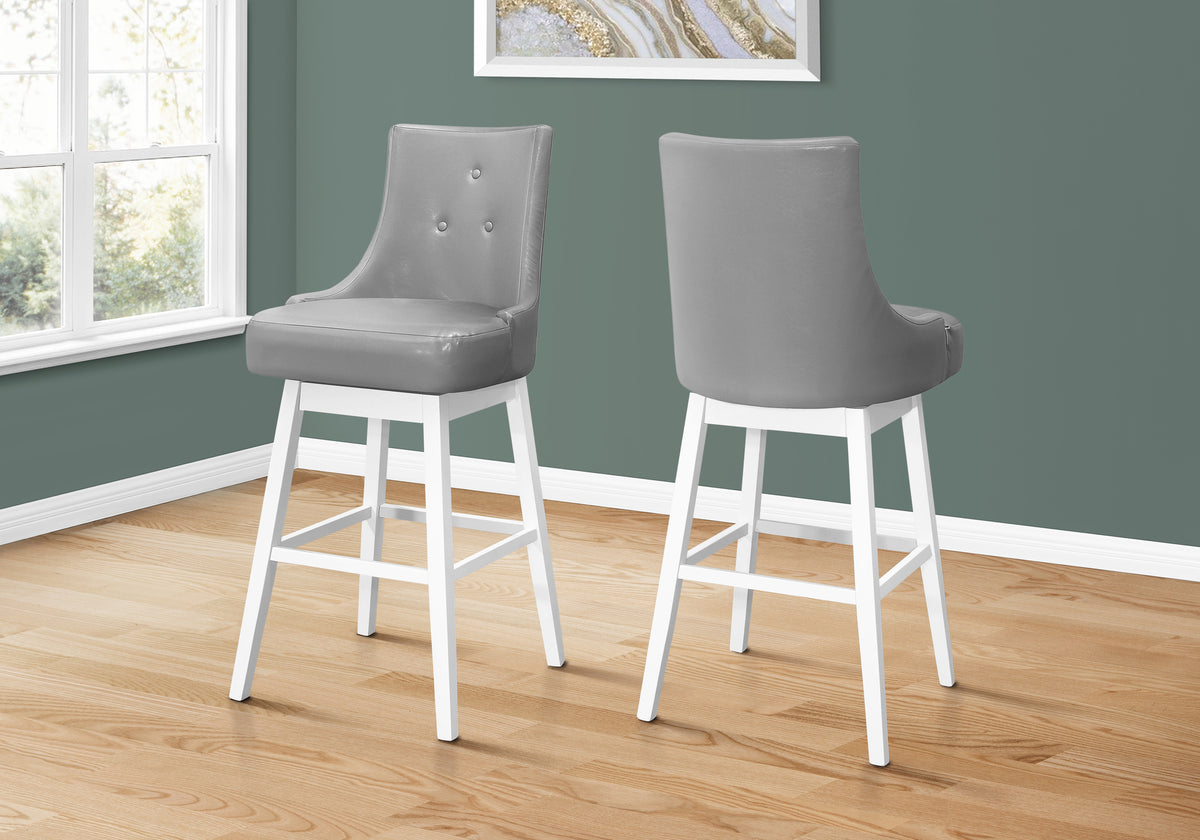 Madison Grey Leather-Look Barstool (Set of 2) | Ortholuxe Home