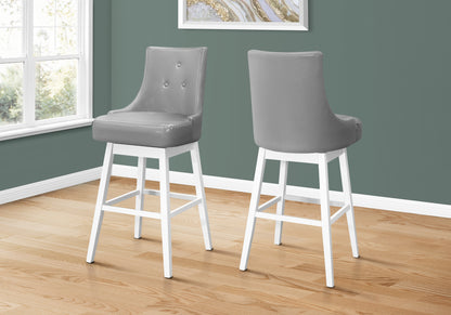 Madison Grey Leather-Look Barstool (Set of 2) | Ortholuxe Home
