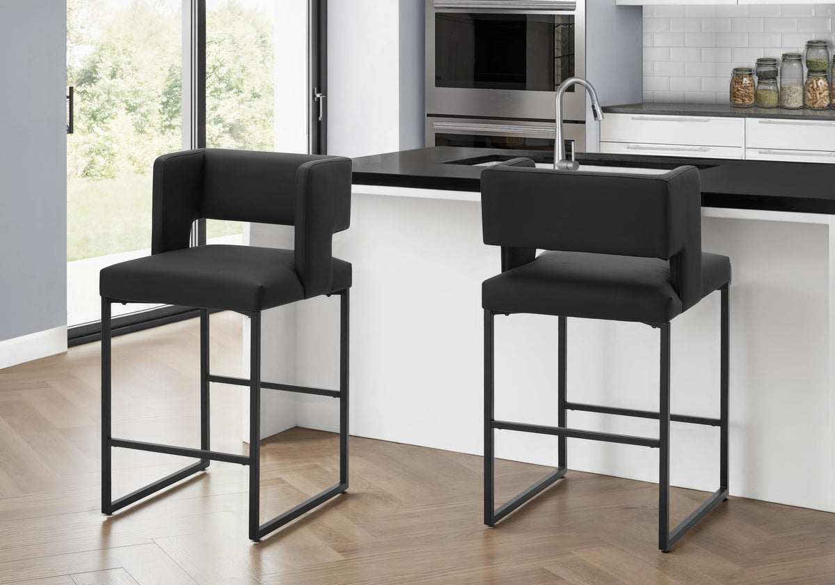 Madison Black PU Barstool (Set of 2) | Ortholuxe Home