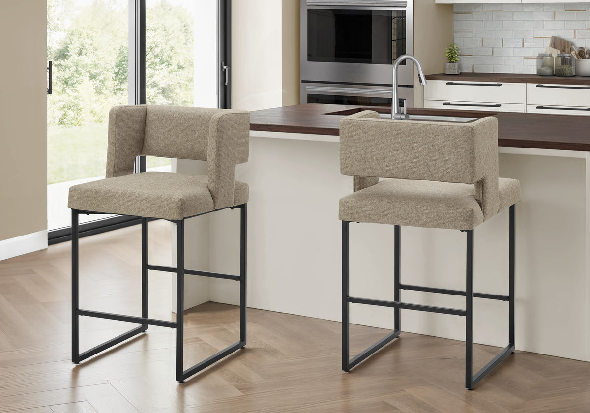 Nara Brown Fabric Barstool (Set of 2) | Ortholuxe Home