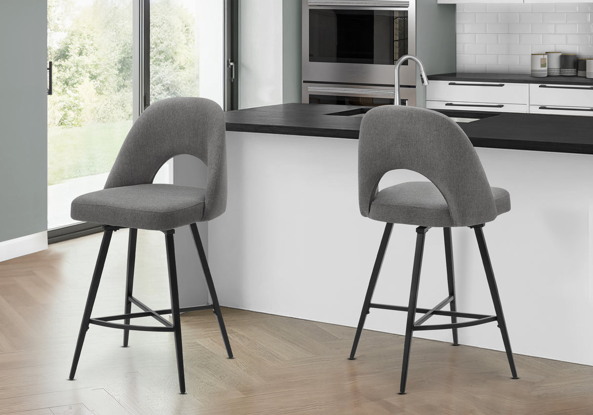 Nara Grey Fabric Barstool (Set of 2) | Ortholuxe Home