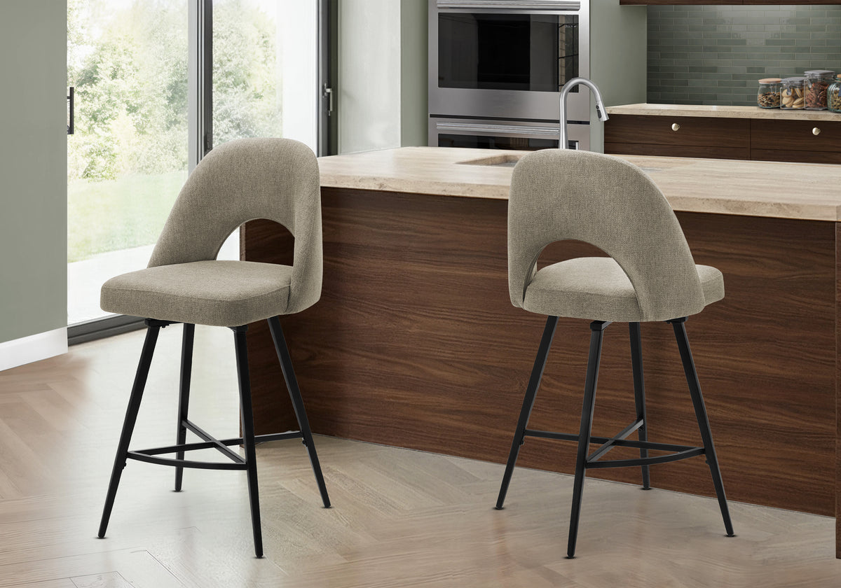 Nara Brown Fabric Barstool (Set of 2) | Ortholuxe Home