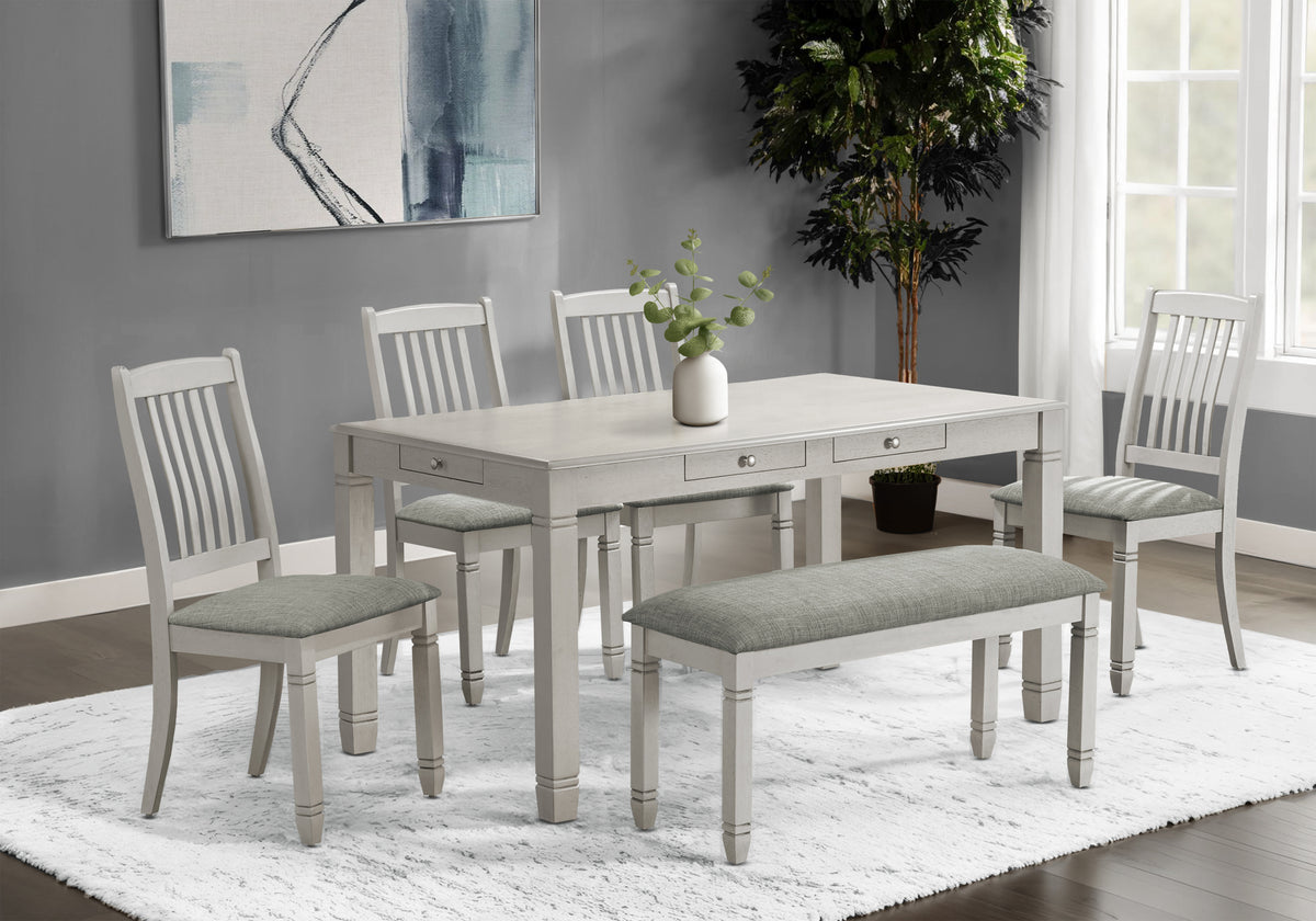 Nara Antique Grey Veneer Dining Table | Ortholuxe Home