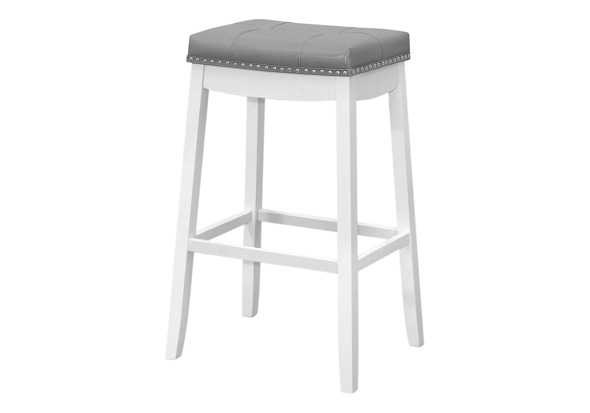 Onyx Grey Leather-Look Barstool (Set of 2) | Ortholuxe Home - Photo 2