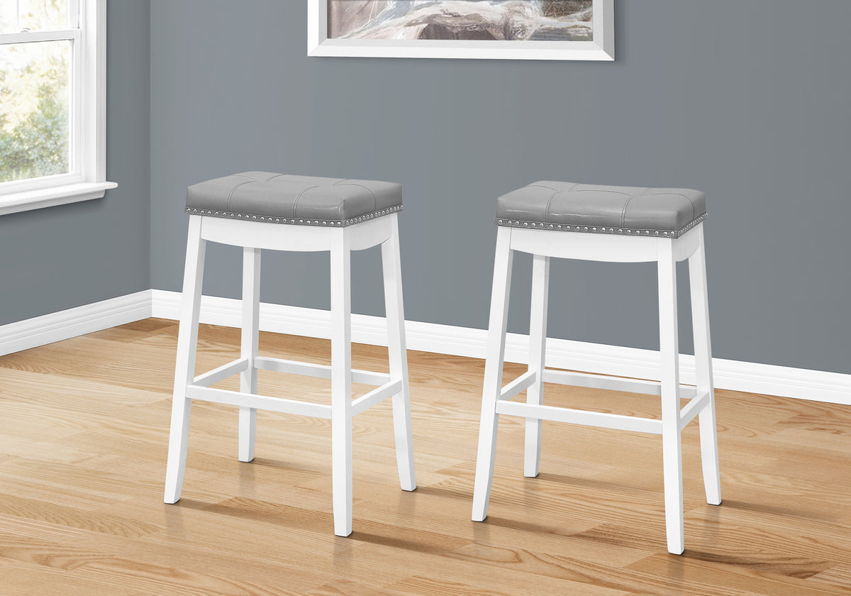 Onyx Grey Leather-Look Barstool (Set of 2) | Ortholuxe Home
