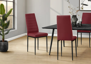 Pearl Red Leather-Look & Metal Dining Chair (Set of 2) | Ortholuxe Home