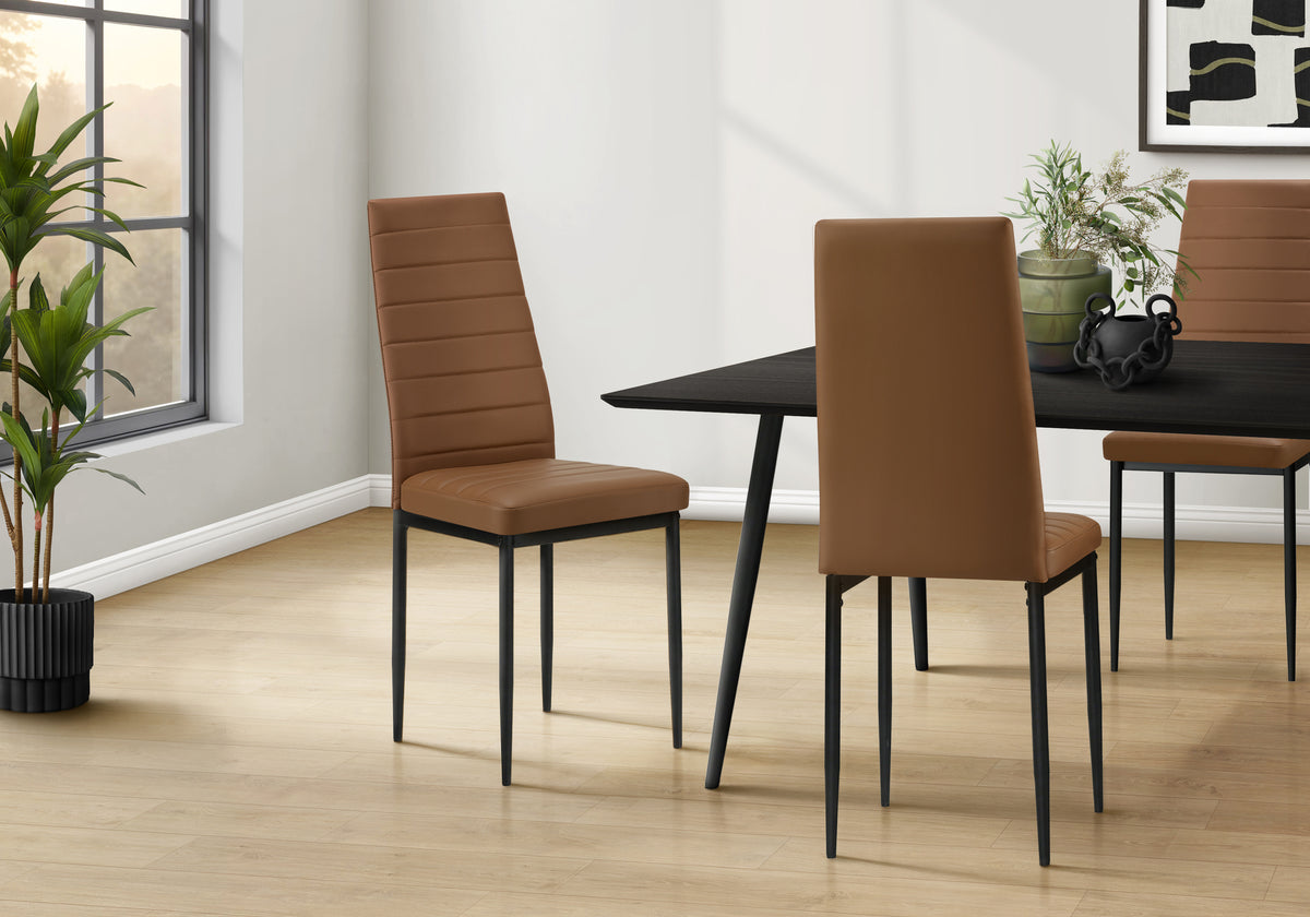 Pearl Cognac Leather-Look & Metal Dining Chair (Set of 2) | Ortholuxe Home