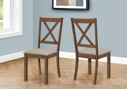 Sage Brown Walnut & Beige Fabric Dining Chair (Set of 2) | Ortholuxe Home