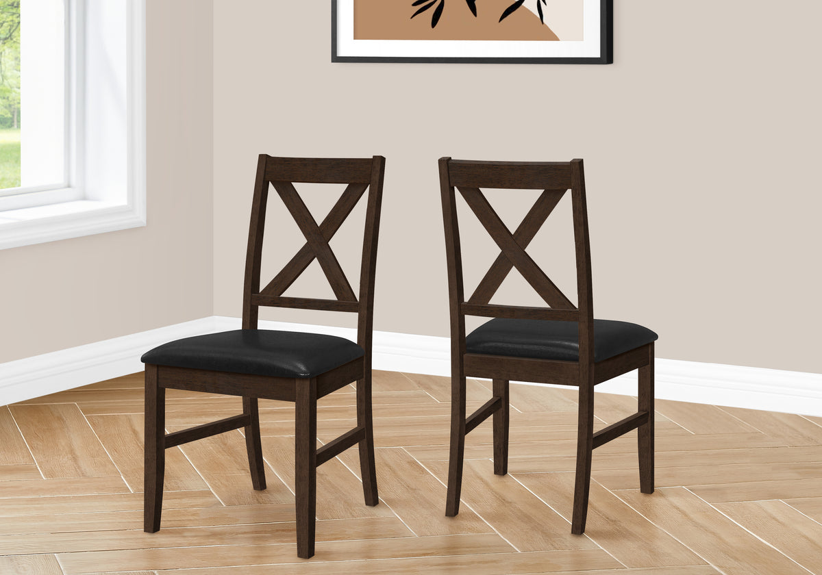 Una Espresso & Black PU Seat Dining Chair (Set of 2) | Ortholuxe Home