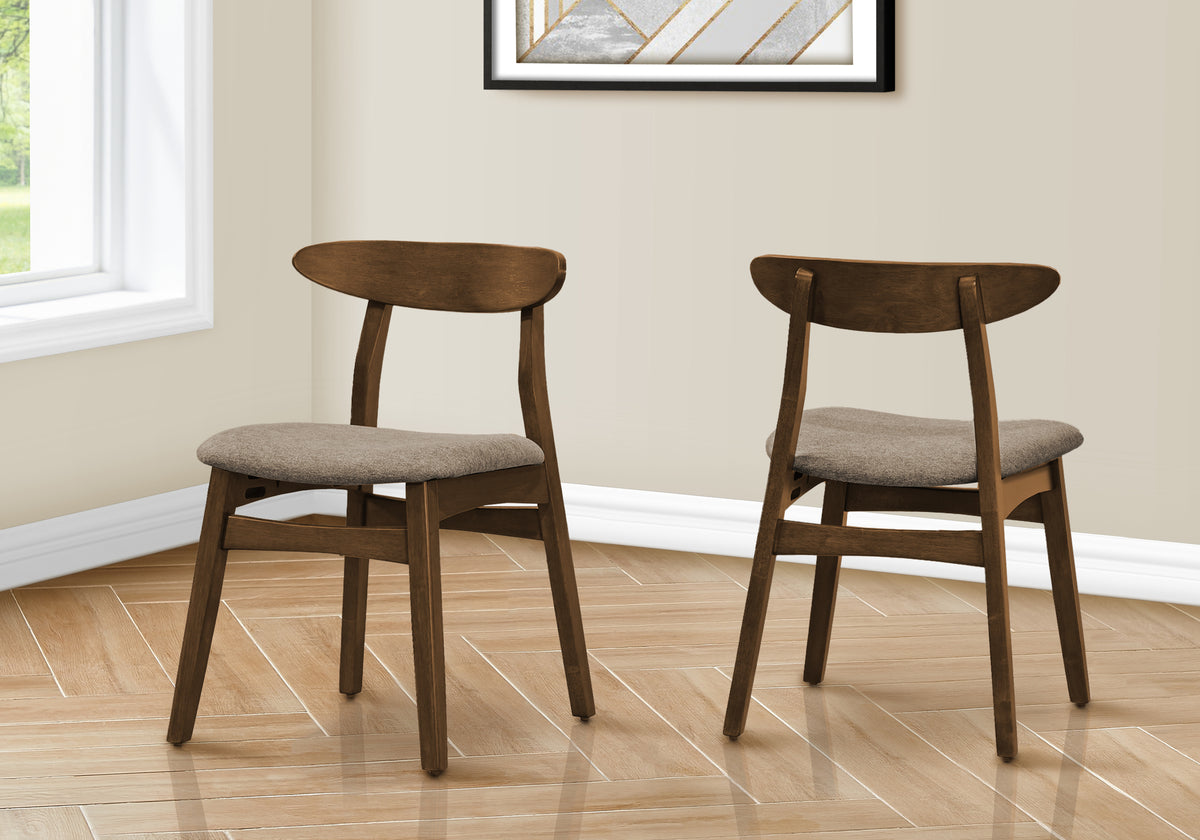 Adele Brown Walnut & Beige Fabric Dining Chair (Set of 2) | Ortholuxe Home