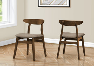 Adele Brown Walnut & Beige Fabric Dining Chair (Set of 2) | Ortholuxe Home