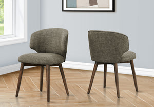 Adele Brown Walnut & Brown Fabric Dining Chair (Set of 2) | Ortholuxe Home