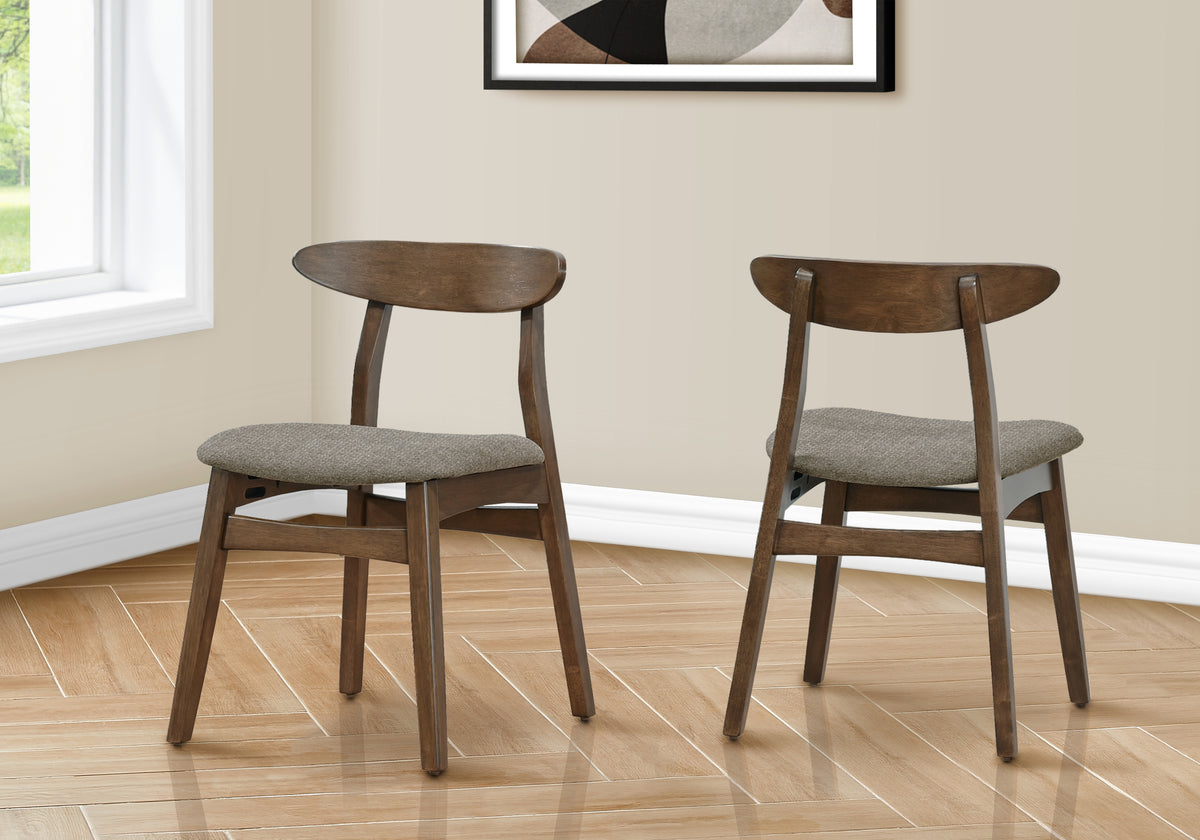Adele Brown Walnut & Brown Fabric Dining Chair (Set of 2) | Ortholuxe Home