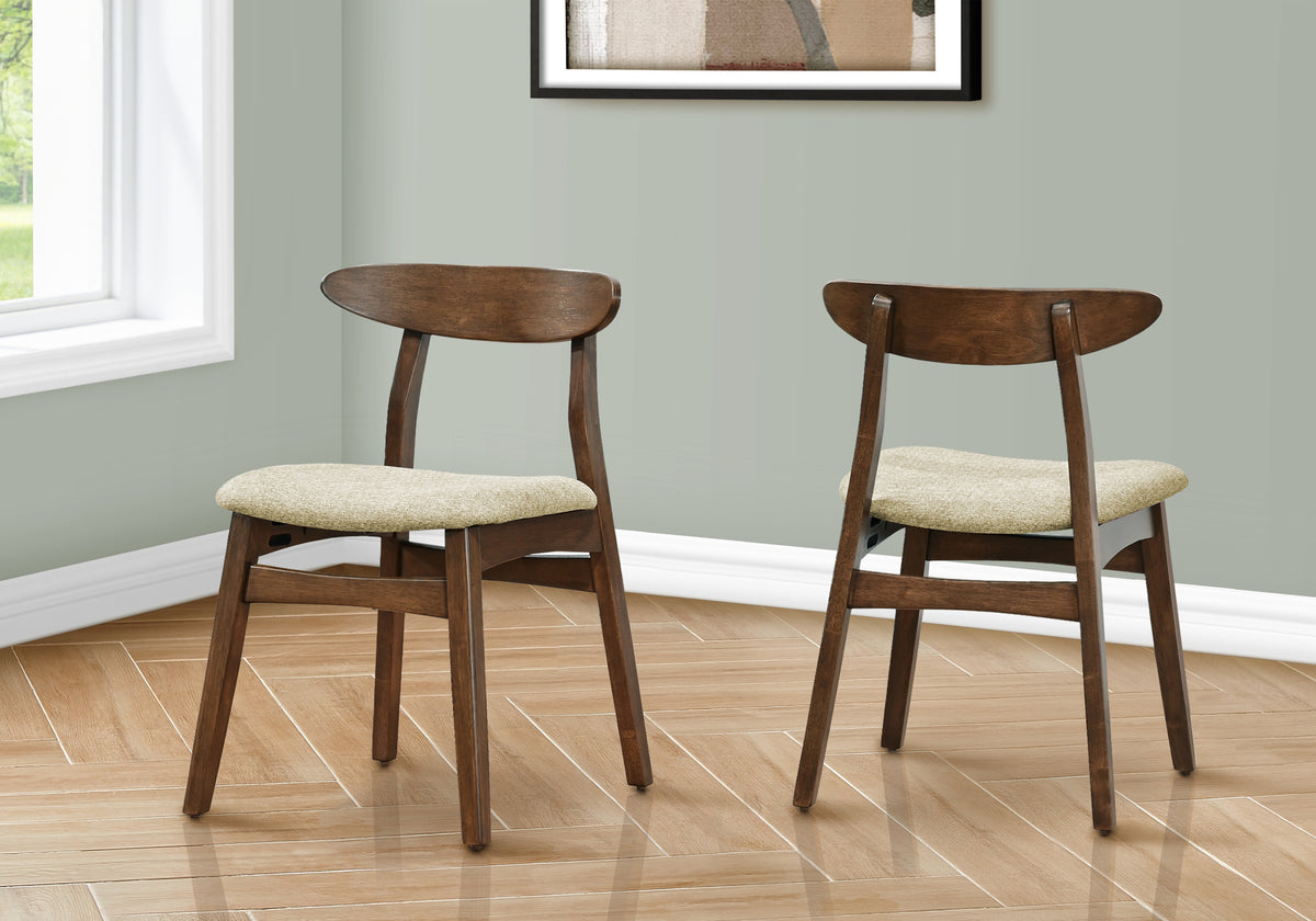 Adele Brown Walnut & Sand Fabric Dining Chair (Set of 2) | Ortholuxe Home