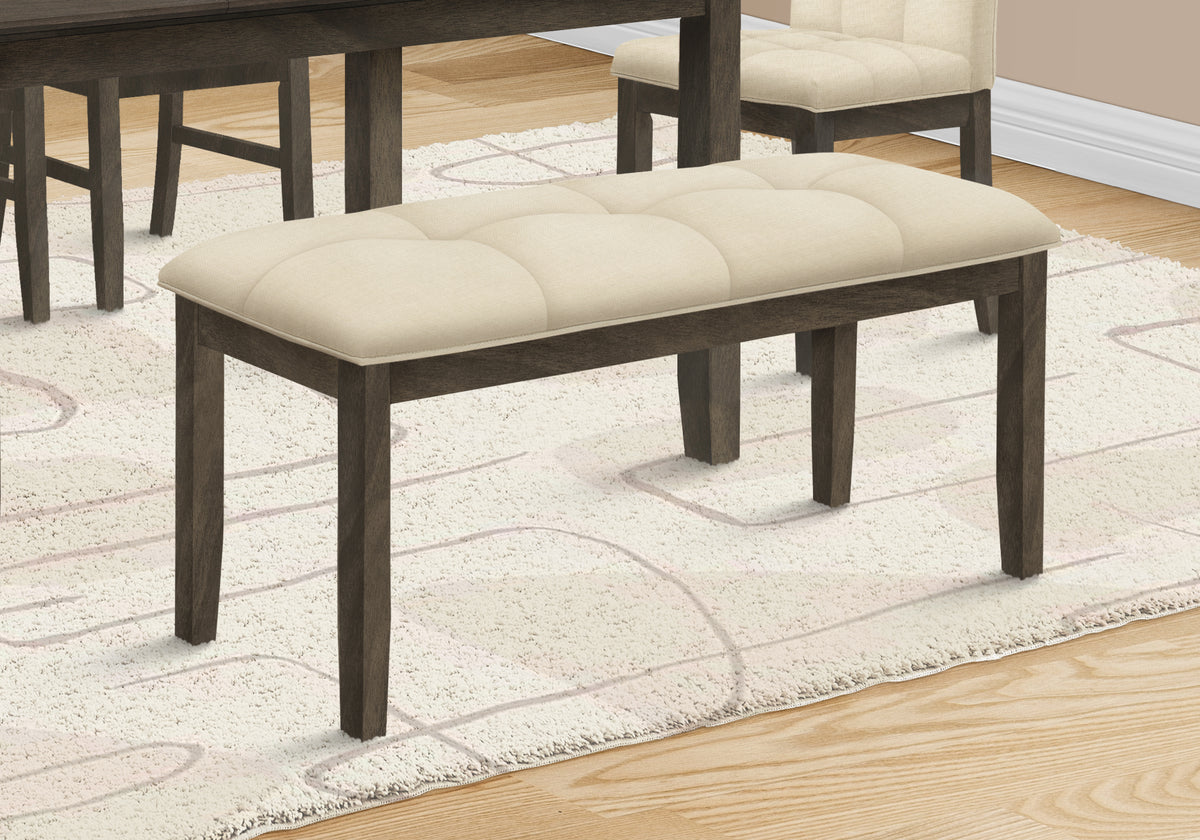 Bianca Grey & Cream Fabric Seat Bench | Ortholuxe Home
