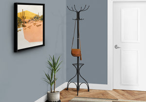 Helena Black Metal Coat Rack with An Umbrella Holder | Ortholuxe Home