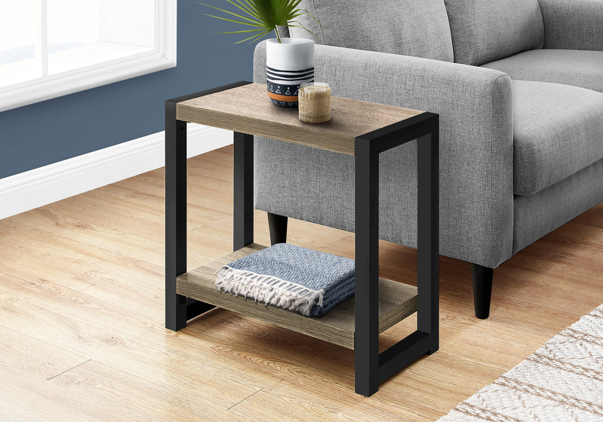 Margaux Dark Taupe & Black Metal Accent Table | Ortholuxe Home