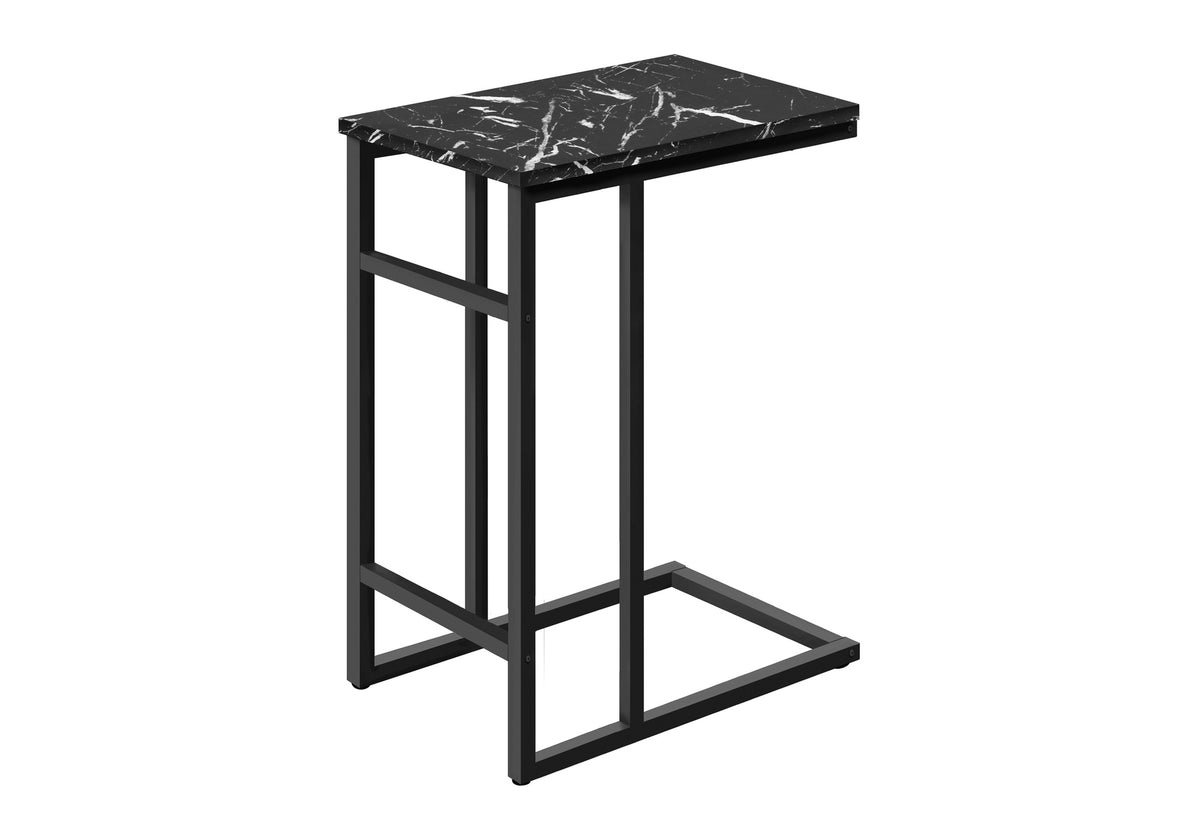 Vera Black Marble & Black Metal Accent Table | Ortholuxe Home - Photo 3