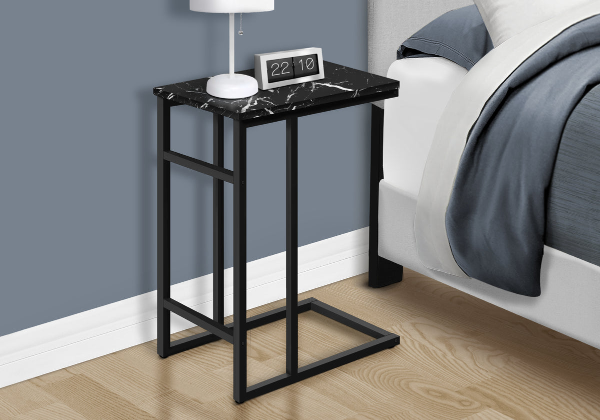 Vera Black Marble & Black Metal Accent Table | Ortholuxe Home - Photo 2